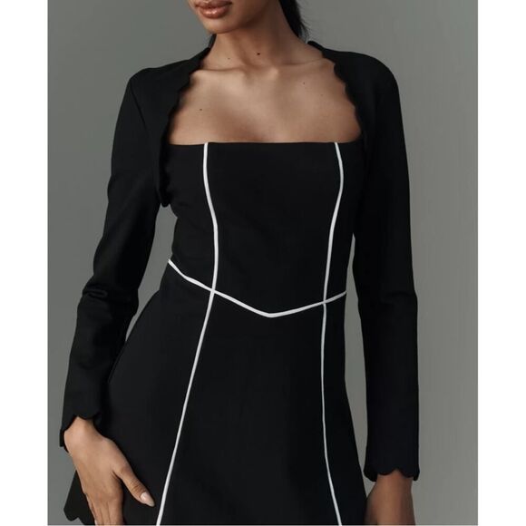 Anthropologie Maeve Square-Neck Scalloped Hem Mini Dress NWT Sz. L - Picture 2 of 9